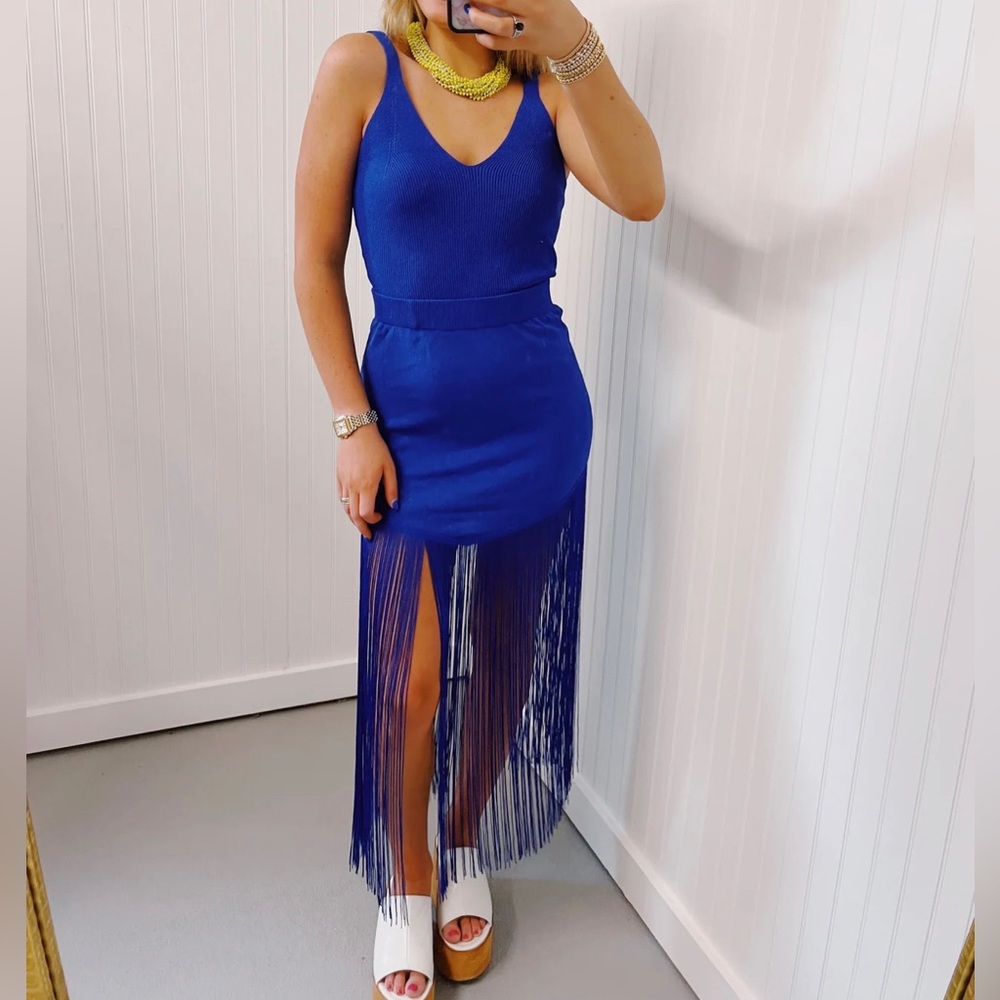 Blue fringe set size small